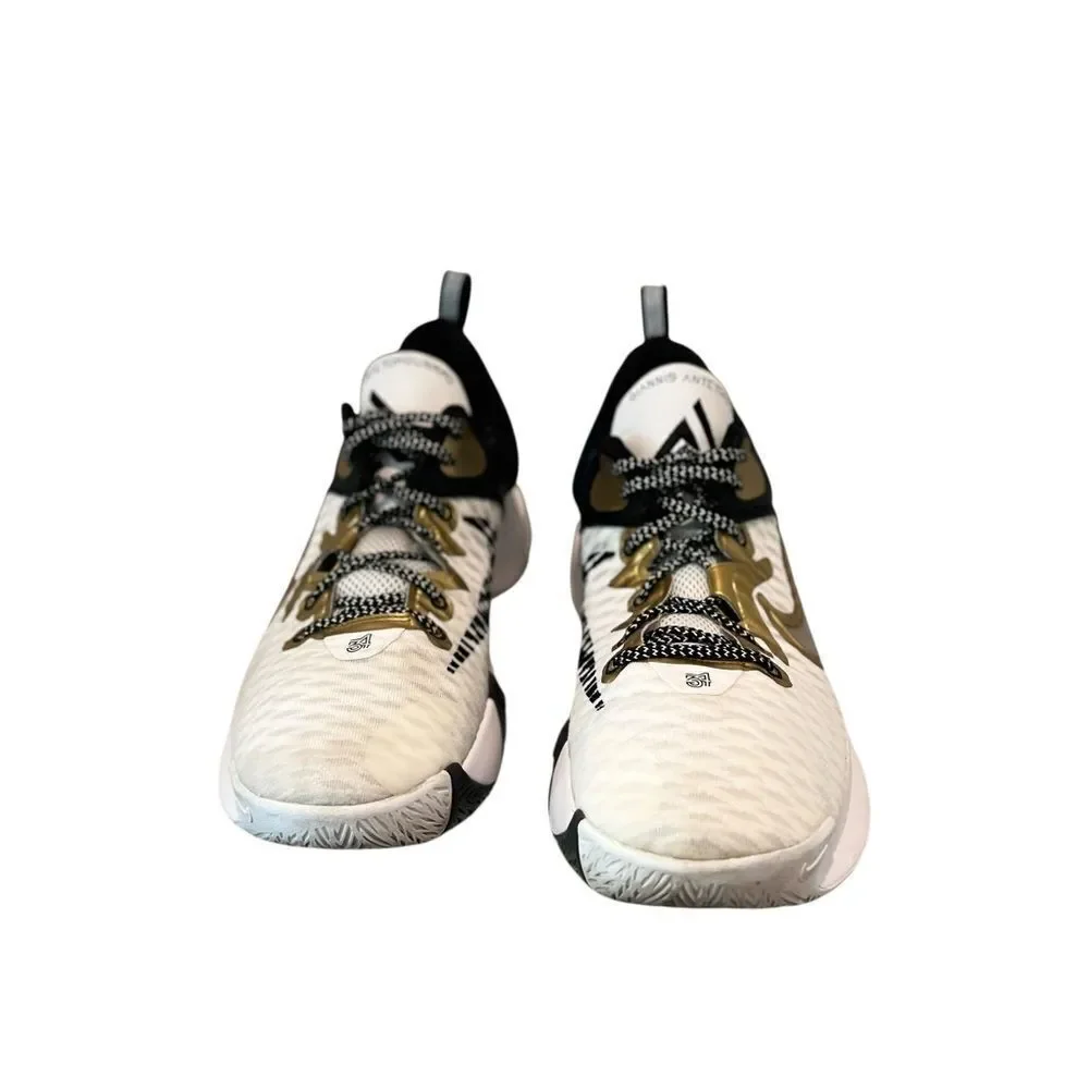 Nike Giannis Immortality Championship White Black Metallic Gold Men’s Size 10